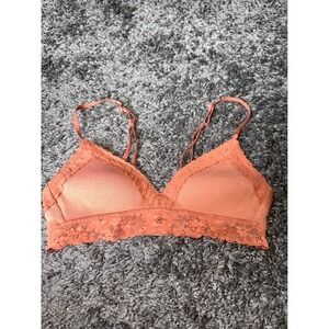 Aerie Lace Trim Bralette Ribbed‎ Soft Padded Bra Adjustable Straps 32B